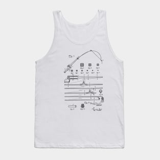 Fishing Rod Vintage Patent Hand Drawing Tank Top